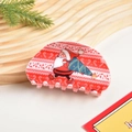 Pince à cheveux de Noël rouge avec motifs Père Noël et décorations de fête élégantes - Style Père Noël - 8.5cm