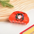 Fermaglio per capelli rosso natalizio con testo Merry Christmas e motivi di Babbo Natale - Stile Babbo Natale Vecchio - 8.5cm