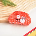Molla per capelli natalizia rossa con motivi festivi di Babbo Natale e renne - Stile Babbo Natale e Pupazzo di Neve - 8.5cm