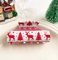 Pinza per capelli natalizia con motivi di renne bianche e rosse in set festivo - Renna e Albero di Natale Pixel (Stile 1)