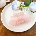 Pinza per capelli in acetato rosa con effetto marmo e design a onde da donna - 10.5cm / Rosa Gelatina