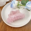 Pinza per capelli in acetato rosa marmorizzato con design a onda per acconciature - 10.5cm / Rosa Marmorizzato