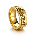 Gold stainless steel rotatable spinner ring with Roman numerals and cuban chain design - Size 7 / Roman Numeral Spinner Style / Roman Numerals Gold