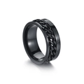 Men's punk black stainless steel ring featuring roman numerals and a rotatable chain - Size 7 / Roman Numeral Spinner Style / Roman Numeral Black