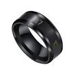 Detail showing the smart temperature display at 37 degrees on a black stainless steel ring - US 6 / Black