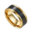 Minimalist gold stainless steel smart temperature ring with black enamel and 38C display - US 6 / Gold