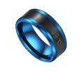 Smart blue stainless steel temperature ring displaying 39 degrees celsius for couples - US 6 / Blue