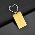 Polished gold rectangular plate with silver heart ring keychain for personalized DIY names - Style 2 Gold
