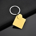 Porte-clés en acier inoxydable avec pendentifs dorés carrés et ronds pour personnalisation - Style 3 Or