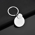 Porte-clés en acier inoxydable poli avec deux médailles rondes à graver personnalisées - Style 4-Couleur Acier