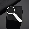 Porte-clés minimaliste en acier argenté avec étiquette rectangulaire pour gravure DIY - Style 7 Grand-Couleur Acier