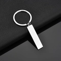 Porte-clés en acier inoxydable avec pendentif rectangulaire argenté fini poli - Style 8-Couleur Acier