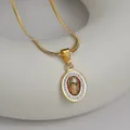 Collana in acciaio inossidabile placcata oro 18k con ciondolo Vergine Maria e cristalli - Oro (1927 Collana)