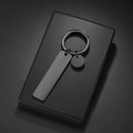 Portachiavi minimalista in acciaio inossidabile nero con targhette e anello - Nero