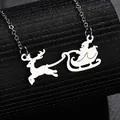 Collana natalizia retrò con ciondolo a silhouette di renna e slitta in finitura argento - Argento (SFLN821-01)