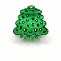 Sparkly green Christmas tree hair claw clip with cute cartoon face and colorful dots - Christmas Tree