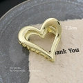Hollow heart gold metal hair claw clip with 7.2cm large size design for elegant styling - 7.2CM / Gold