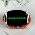 Dettaglio della molletta per capelli a forma di rugby arancione lucido con cuciture - 7.7cm / Nero