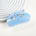 Light blue cat-shaped acrylic hair claw clip with cartoon features and marbled texture - Large / Blue Cat Style