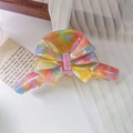 Große Haarklammer aus Acetat mit buntem Marmor-Schleifen-Design für Damenfrisuren - Groß / Bunt