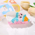 Cute cat-shaped acrylic hair claw with blue scarf and ice cream cone hat design - Snowman Style (9cm)