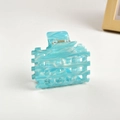 Hollow square hair claw clip featuring blue and white marble patterns and gold spring - 7cm / Blue