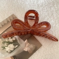 Elegante pinza de pelo con lazo ámbar translúcido para cabello grueso en alfombra blanca - Caramelo-Aprox 12.5cm