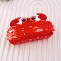 Translucent red crab hair claw clip with water ripple texture and white polka dots - Crab Style / Crab Claw Clip