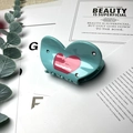 Pinza per capelli a cuore in acetato blu con strass e dettagli floreali eleganti - Blu