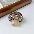 Pinza per capelli a fungo in acetato marrone marmorizzato con pois bianchi - 1# Fungo Caffè 5cm*4.2cm 13g