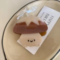 Pince à cheveux mignonne en forme de champignon marron et crème avec visage souriant - Champignon (6cm)