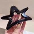 Matte schwarze Haarklammer in Sternform für dickes Haar, minimalistisches Haar-Accessoire - 11cm / Schwarz (D116)