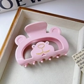 Dettaglio della molletta per capelli a orsetto rosa con linee dorate e piccoli strass - Rosa-8.6cm