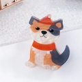 Detailed macro view of a cute cartoon puppy hair claw clip made of marble texture acetate - Puppy Style (Style A)