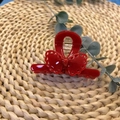 Eleganter roter Haarklammer-Bogen aus Acetat mit filigranen Spitzen-Hohlmustern - Haarklammer / Perlrot