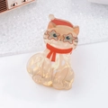 Cute Christmas cat hair claw clip in cream acetate with festive hat and red scarf detail - Cat Style (Style D)