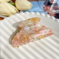 Detail of butterfly hair claw with floral acetate pattern on a white ceramic dish - Colorful Red 8.5CM