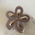 Minimalist golden flower hair claw clip with elegant dusty purple acetate petals - Medium / Dusty Pink