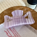 Pinza para el pelo grande a rayas de acetato morado lavanda para peinados - 9cm / Morado