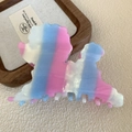 Simpatica molletta per capelli a forma di barboncino in acetato a strisce pastello - Stile Cane / Piccolo (9.8cm) / Blu rosato