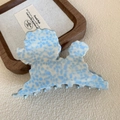Pinza de pelo grande diseño perro caniche en acetato azul claro efecto mármol - Pequeño / Punto Azul Pequeño