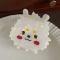 Detalle de una linda pinza para el cabello de acetato blanco con diseño de dibujo animado - Blanco-8cm