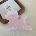 Elegante pinza per capelli in acetato rosa chiaro con design a onde per donne - Stile Cane / Piccolo (9.8cm) / Rosa Granuloso