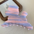 Pinza per capelli a forma di cane in acetato con texture marmorizzata rosa e viola - Stile Cane / Grande (11.5cm) / Viola rosato