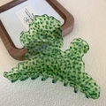 Grande molletta per capelli in acetato verde traslucido con motivo a tartaruga - Stile Cane / Grande (11.5cm) / Verde Macchiato