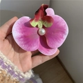 Pince à cheveux orchidée avec dégradé rose et violet ornée d'une perle blanche centrale - Dégradé Rose Blanc