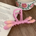 Pink gradient bow hair claw clip for women on a vintage book and floral tea cup - Gradient Pink 11cm