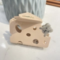 Creative cheese and mouse acetate hair claw clip in creamy yellow and grey for daily styling - Approx. 8cm / Pink Cheese
