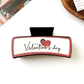 Schwarze Haarspange zum Valentinstag mit rotem Herz und eleganter Aufschrift - Happy Valentine's Day Schwarz (7#10.5cm Quadratischer Clip)