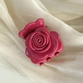 Macro shot of 3D rose hair claw clip in deep pink finish on romantic tulle fabric - Rose Pink 4.5cm